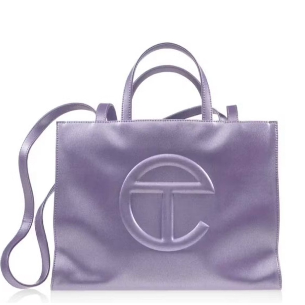 Telfar Medium Shopping Bag Metallic Lavender Kush Purple NWT with Dustbag